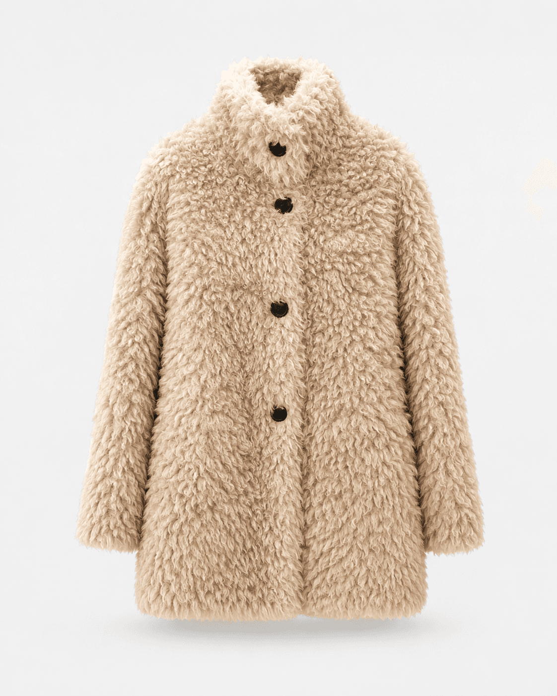 Teddy wool coat in beige, front