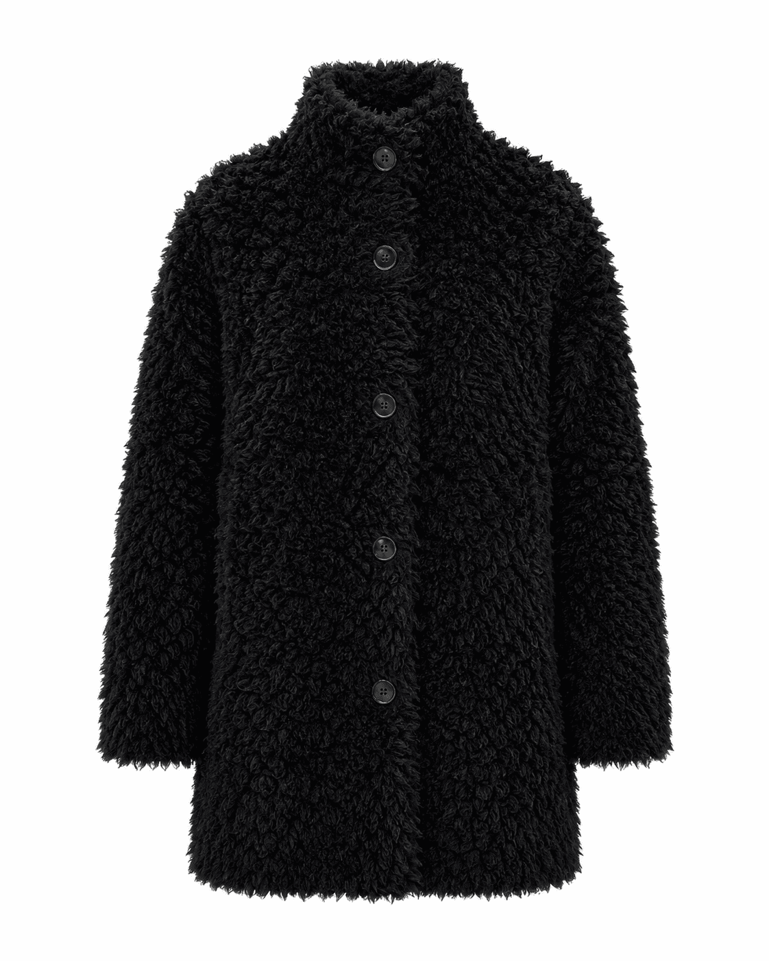 Teddy wool coat in black, front